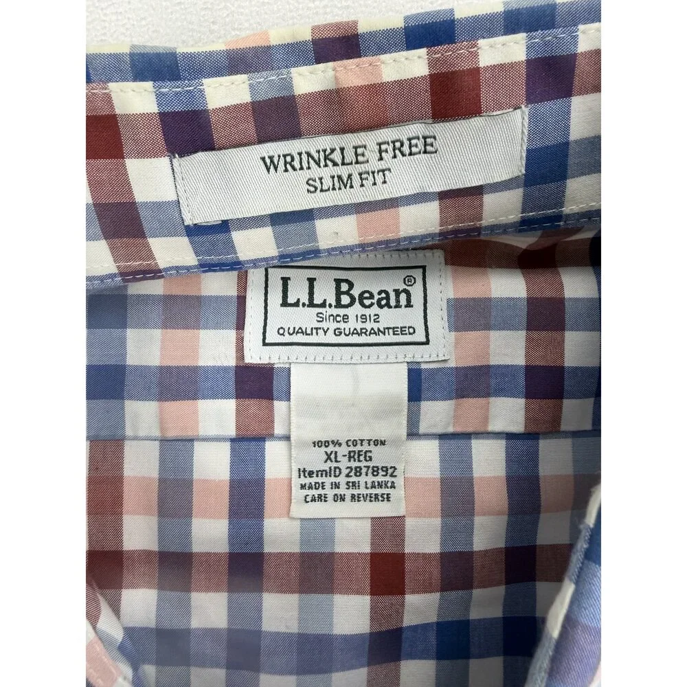 L.L.‎ Bean Men's XL Plaid Button-Down Dress Shirt